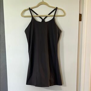 Athletic Gray dress - lines with shorts- Midi Dress